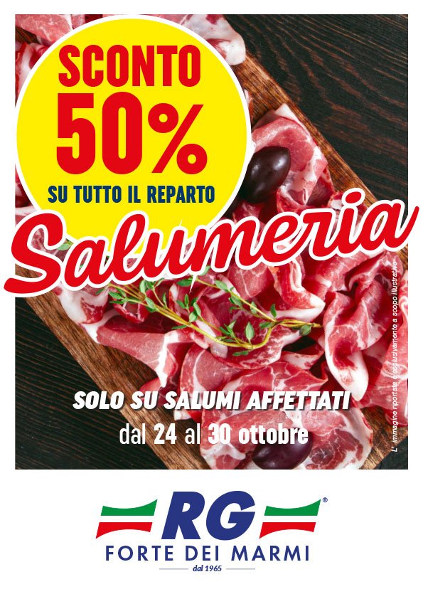 sconto 50% su tutto il reparto salumeria